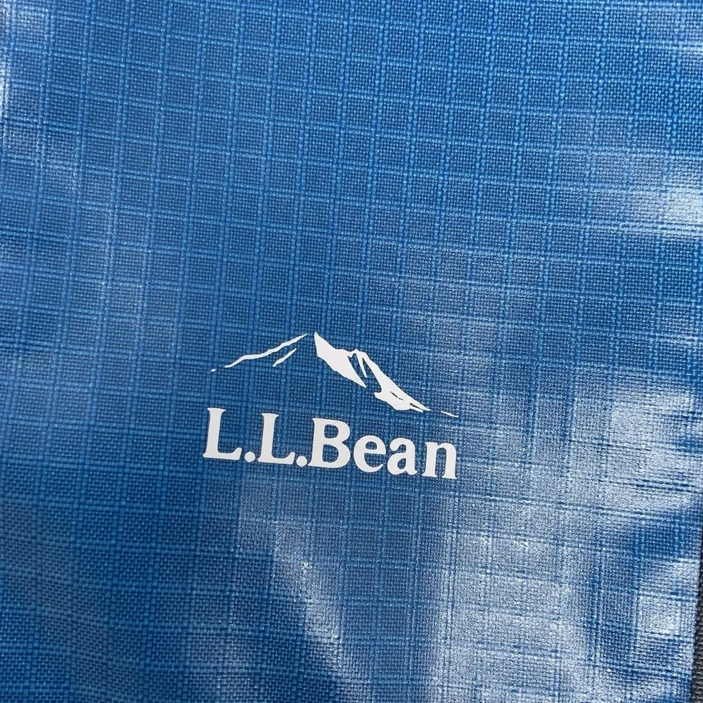 LL Bean Messenger Crossbody Bag Tablet Field Rip Stop Travel Blue Gray Black - Picture 4 of 12